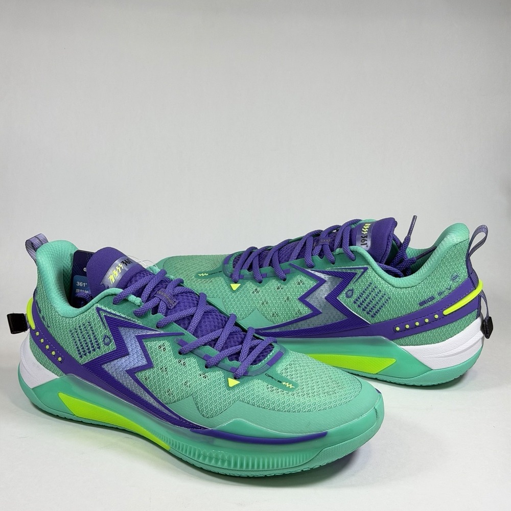 361 Degrees Big 3 V Size-US 11.5 Mens Quick Ignite C 2421-9111 Green Purple - Picture 2 of 8